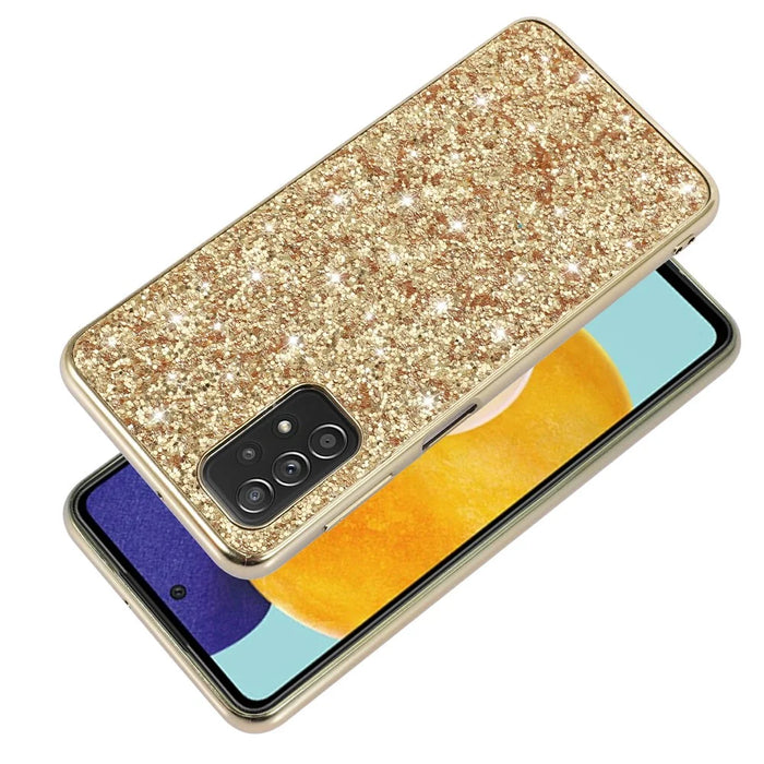 Shiny Sequins Design Plated TPU Frame + PC Drop-Resistant Hybrid Shell Case for Samsung Galaxy A32 5G/M32 5G - Blue - 3