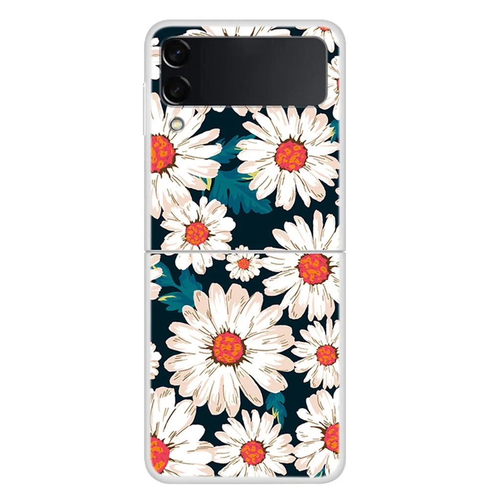 Pattern Printing Design Hard PC Back Shockproof Phone Cover for Galaxy Z Flip3 5G - Daisy - 1