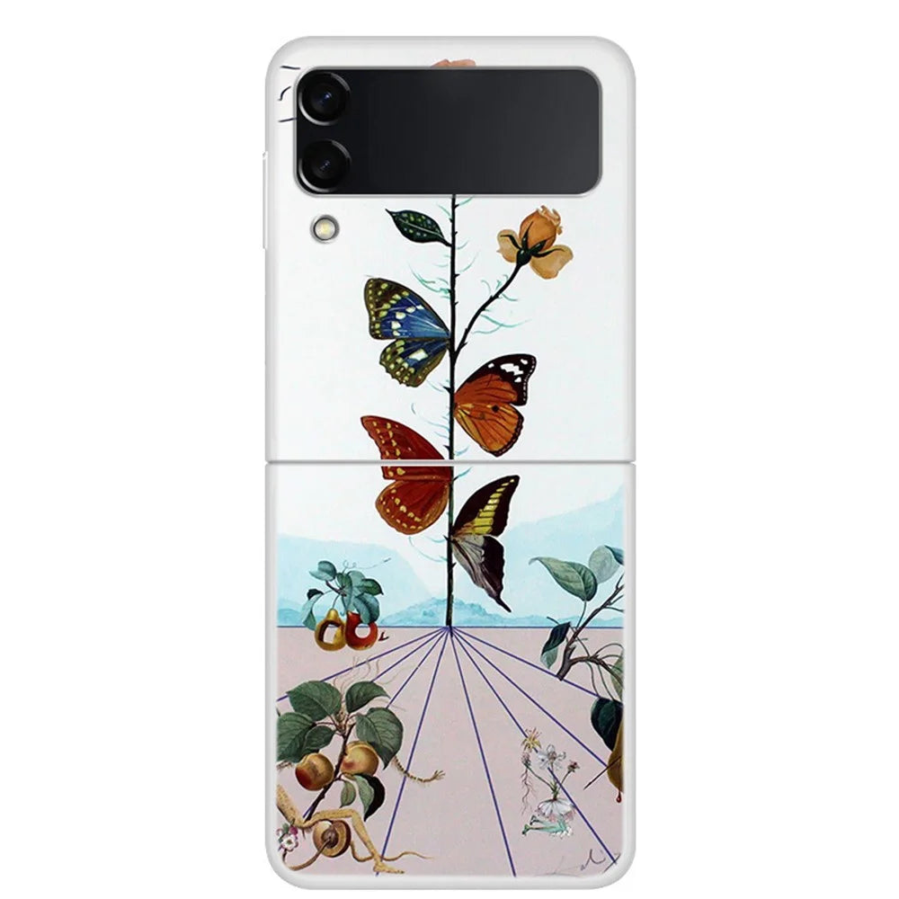 Pattern Printing Design Hard PC Slim Fit Shockproof Protective Phone Case for Samsung Galaxy Z Flip3 5G - Butterfly Flower - 1