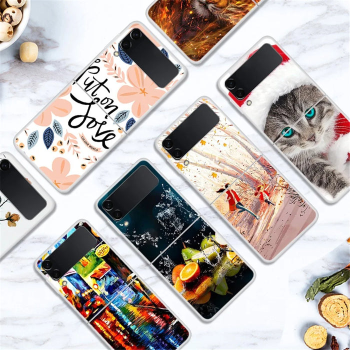 Pattern Printing Design Hard PC Slim Fit Shockproof Protective Phone Case for Samsung Galaxy Z Flip3 5G - Butterfly Flower - 2