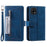 9 Card Slots PU Leather Cell Phone Stand Case Wallet Cover with Strap for Samsung Galaxy A22 5G (EU Version) - Blue - 1