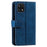 9 Card Slots PU Leather Cell Phone Stand Case Wallet Cover with Strap for Samsung Galaxy A22 5G (EU Version) - Blue - 3