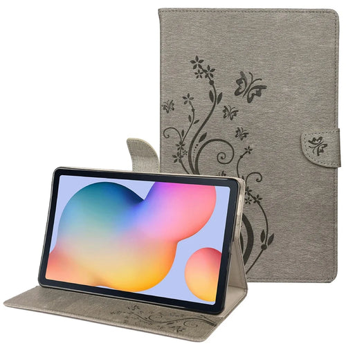 Butterflies Card Slots Wallet Leather Tablet Cover with Stand for Samsung Galaxy Tab S6 Lite (2020) P615 P610 / (2022) / (2024) - Grey - 1