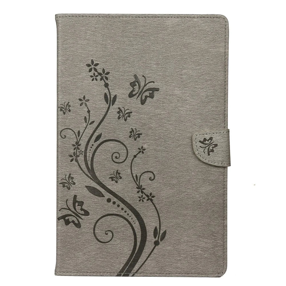 Butterflies Card Slots Wallet Leather Tablet Cover with Stand for Samsung Galaxy Tab S6 Lite (2020) P615 P610 / (2022) / (2024) - Grey - 2