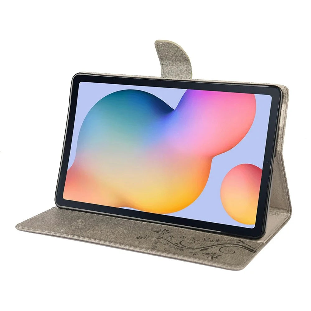 Butterflies Card Slots Wallet Leather Tablet Cover with Stand for Samsung Galaxy Tab S6 Lite (2020) P615 P610 / (2022) / (2024) - Grey - 4