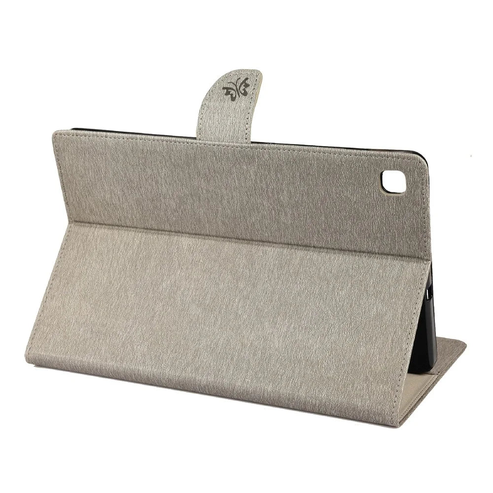 Butterflies Card Slots Wallet Leather Tablet Cover with Stand for Samsung Galaxy Tab S6 Lite (2020) P615 P610 / (2022) / (2024) - Grey - 5