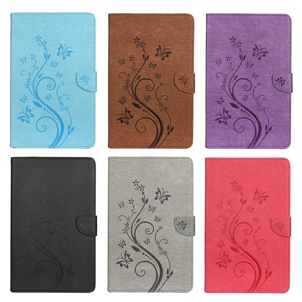 Butterflies Card Slots Wallet Leather Tablet Cover with Stand for Samsung Galaxy Tab S6 Lite (2020) P615 P610 / (2022) / (2024) - Grey - 7