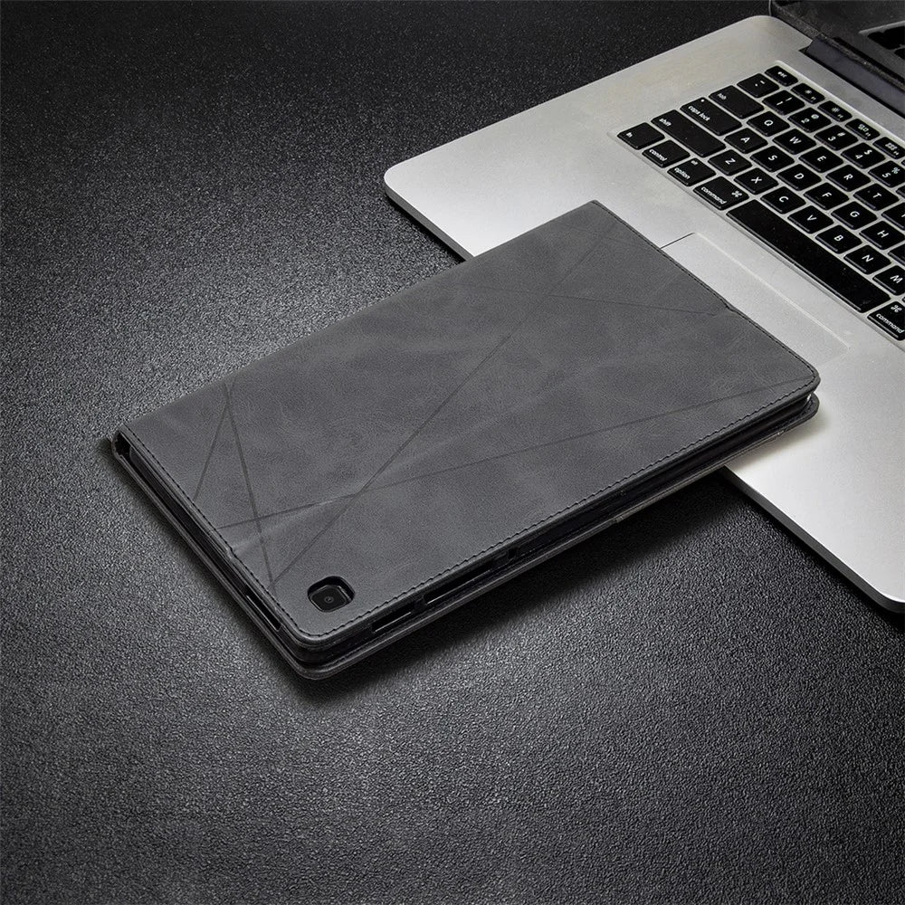 Geometric Pattern Design Card Slots Leather Tablet Case Cover for Samsung Galaxy Tab A7 Lite 8.7-inch/T220/T225 - Black - 7