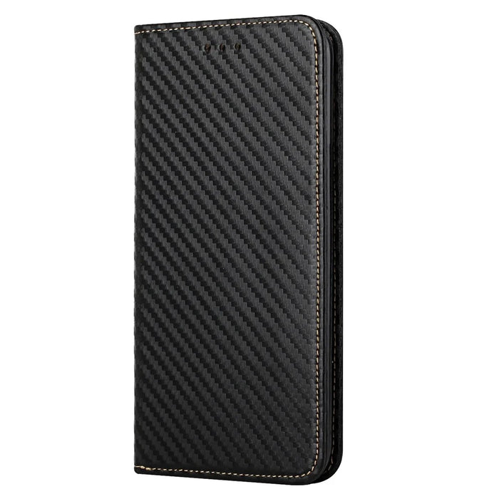 Full Protection Magnetic Clasp Carbon Fiber Texture Leather Wallet Stand Case Shell for Samsung Galaxy A32 4G - Black - 7