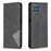 For Samsung Galaxy M32 (Global Version) Card Holder Design Rhombus-Like Imprinting Shock-Absorbed Leather Stand Case Shell - Black - 1