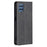 For Samsung Galaxy M32 (Global Version) Card Holder Design Rhombus-Like Imprinting Shock-Absorbed Leather Stand Case Shell - Black - 3