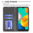 For Samsung Galaxy M32 (Global Version) Card Holder Design Rhombus-Like Imprinting Shock-Absorbed Leather Stand Case Shell - Black - 6