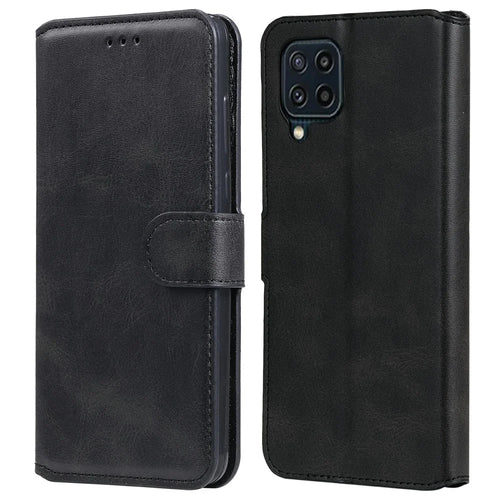 Classic Style Book-Style Flip Wallet Stand Design Leather Phone Case for Samsung Galaxy M32 (Global Version) - Black - 1