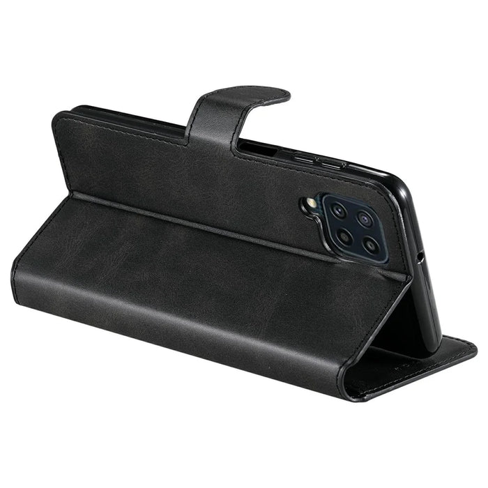 Classic Style Book-Style Flip Wallet Stand Design Leather Phone Case for Samsung Galaxy M32 (Global Version) - Black - 5