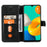 Classic Style Book-Style Flip Wallet Stand Design Leather Phone Case for Samsung Galaxy M32 (Global Version) - Black - 6