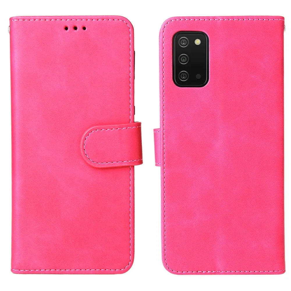 Skin-Touch PU Leather Flip Folio Cover with Stand for Samsung Galaxy A03s (166.5mm) - Rose - 1