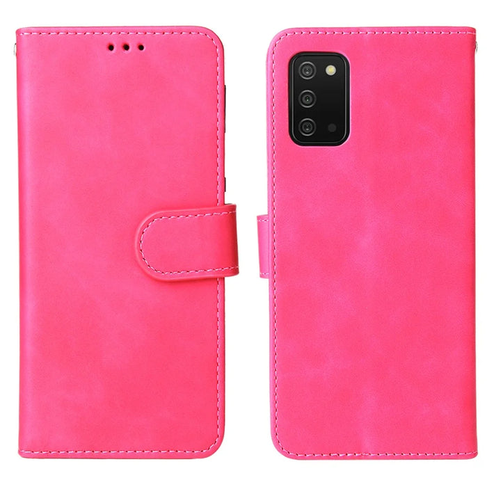 Skin-Touch PU Leather Flip Folio Cover with Stand for Samsung Galaxy A03s (166.5mm) - Rose - 1
