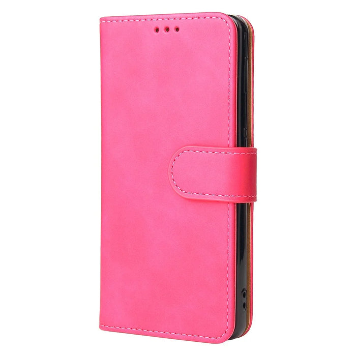 Skin-Touch PU Leather Flip Folio Cover with Stand for Samsung Galaxy A03s (166.5mm) - Rose - 3