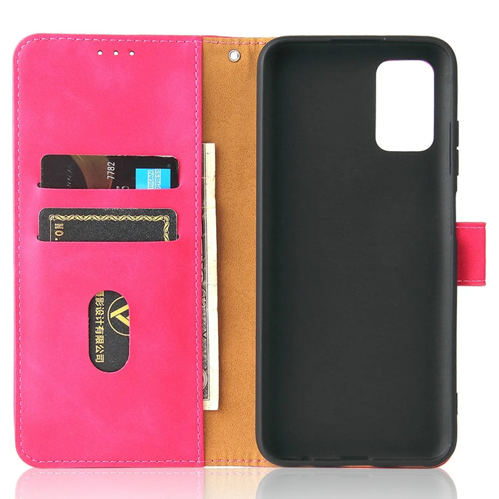 Skin-Touch PU Leather Flip Folio Cover with Stand for Samsung Galaxy A03s (166.5mm) - Rose - 7