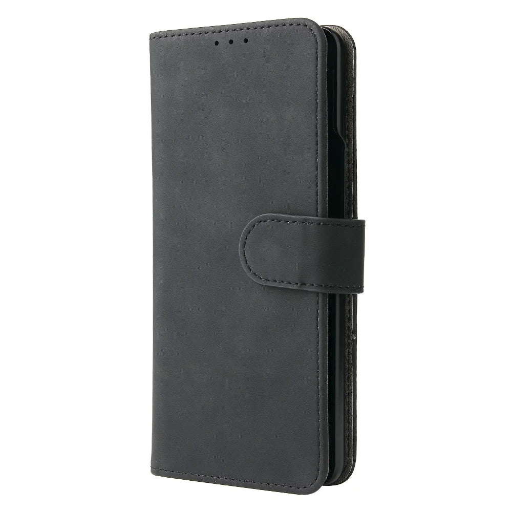 Skin-touch Wallet Stand Leather Case Phone Protective Cover for Samsung Galaxy Z Fold3 5G - Black - 3
