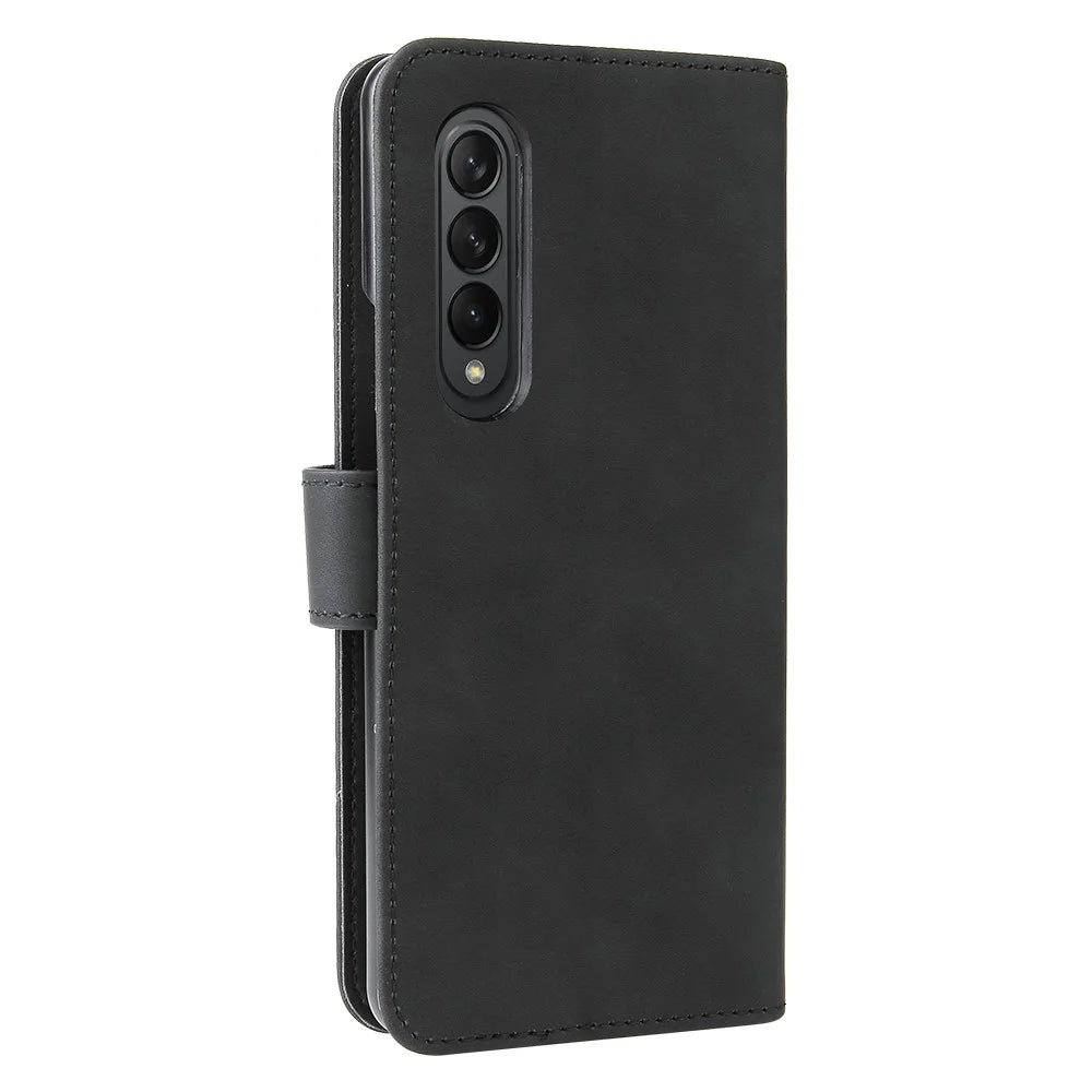 Skin-touch Wallet Stand Leather Case Phone Protective Cover for Samsung Galaxy Z Fold3 5G - Black - 4