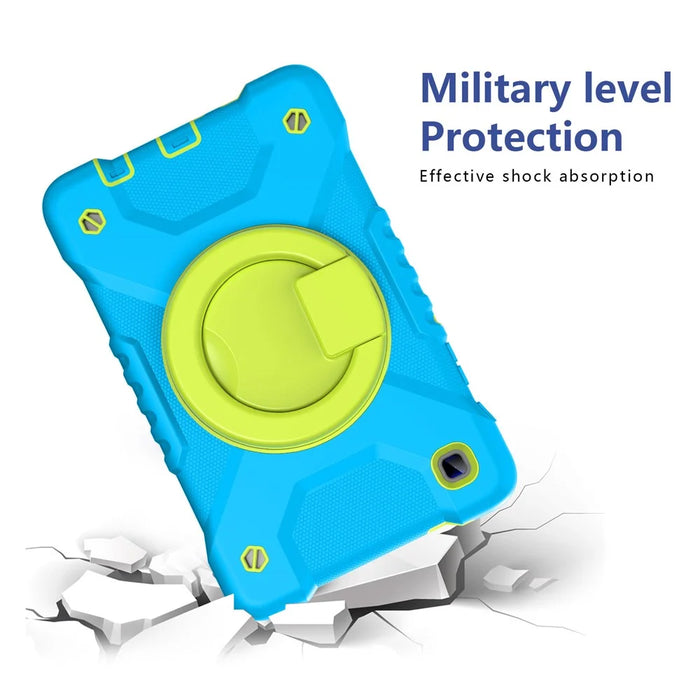 360 Degree Rotation Kickstand PC + Silicone Tablet Case Cover with Shoulder Strap for Samsung Galaxy Tab A7 Lite 8.7-inch - Blue/Grass Green - 2
