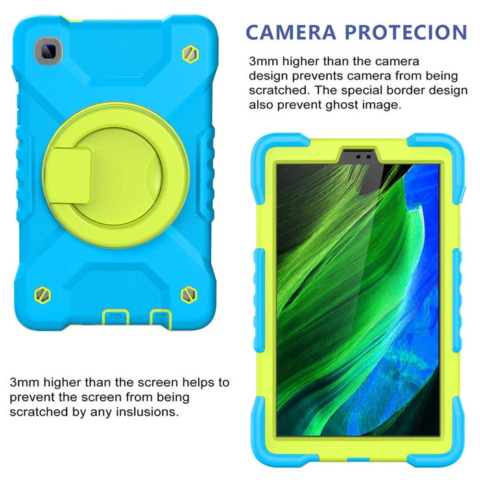 360 Degree Rotation Kickstand PC + Silicone Tablet Case Cover with Shoulder Strap for Samsung Galaxy Tab A7 Lite 8.7-inch - Blue/Grass Green - 4
