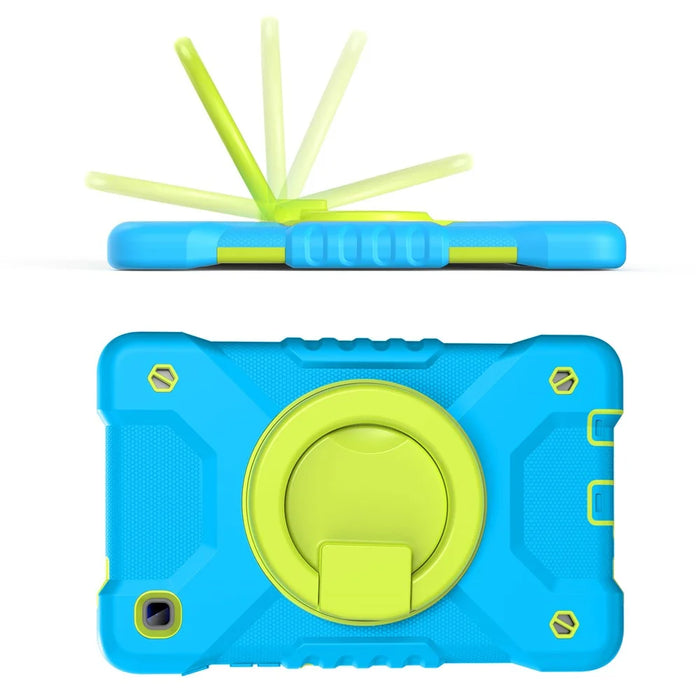 360 Degree Rotation Kickstand PC + Silicone Tablet Case Cover with Shoulder Strap for Samsung Galaxy Tab A7 Lite 8.7-inch - Blue/Grass Green - 5