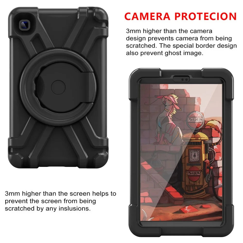 360° Swivel Kickstand Protective Hybrid Case Tablet Cover for Samsung Galaxy Tab A7 Lite 8.7-inch - All Black - 5