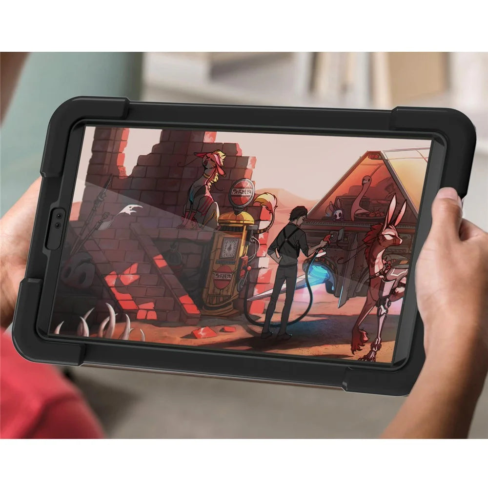 360° Swivel Kickstand Protective Hybrid Case Tablet Cover for Samsung Galaxy Tab A7 Lite 8.7-inch - All Black - 7