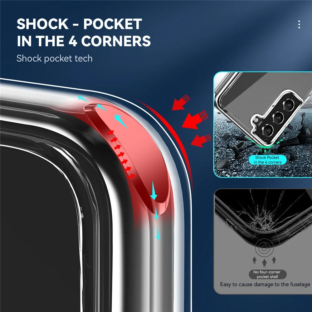 Clear PC Back Flexible TPU Bumper Shockproof Protective Phone Case for Samsung Galaxy S21 5G/4G - 4