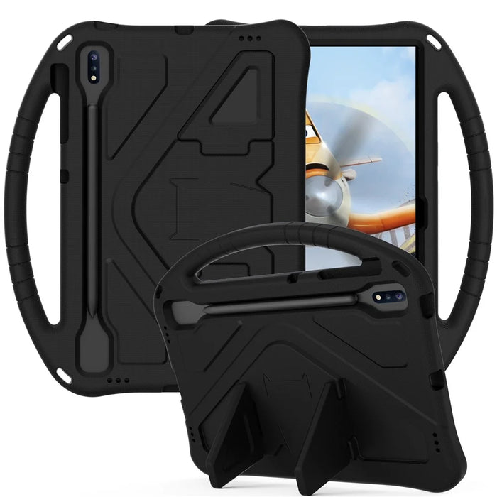 Handle Design Shockproof EVA Smart Tablet Cover Case for Samsung Galaxy Tab S8+ / S7 FE / Tab S7+ - Black - 1
