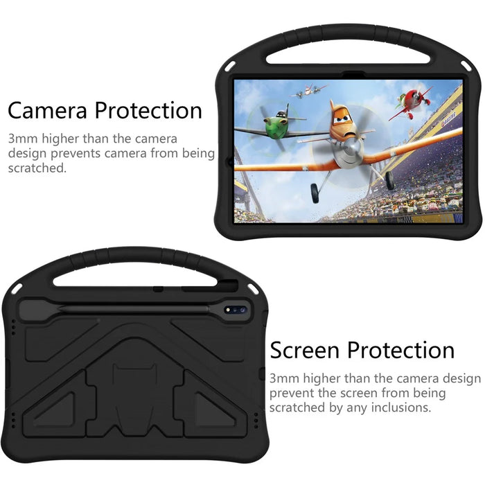 Handle Design Shockproof EVA Smart Tablet Cover Case for Samsung Galaxy Tab S8+ / S7 FE / Tab S7+ - Black - 4