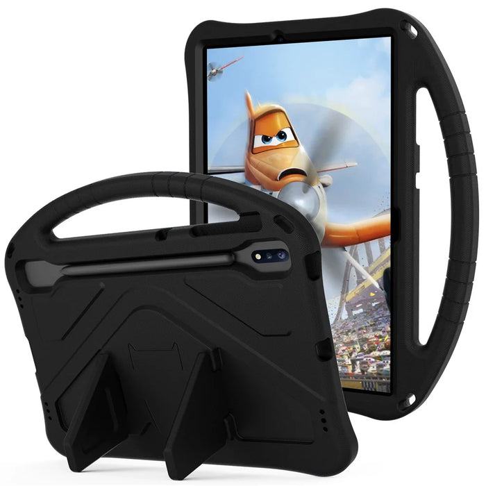 Handle Design Shockproof EVA Smart Tablet Cover Case for Samsung Galaxy Tab S8+ / S7 FE / Tab S7+ - Black - 5