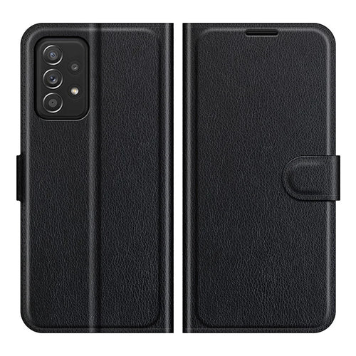 Wallet Design Folio Flip Litchi Texture Protective Soft PU Leather Phone Case with Stand for Samsung Galaxy A52s 5G/A52 4G/5G - Black - 1