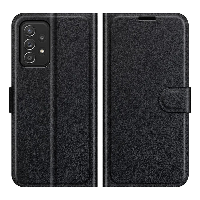 Wallet Design Folio Flip Litchi Texture Protective Soft PU Leather Phone Case with Stand for Samsung Galaxy A52s 5G/A52 4G/5G - Black - 1
