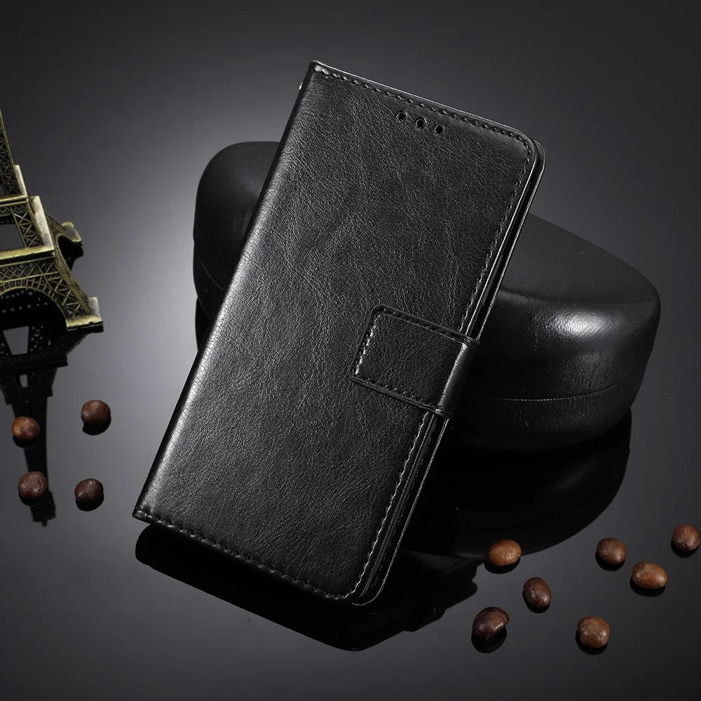 Crazy Horse Texture Leather Wallet Stand Phone Protective Case Cover with Hand Strap for Samsung Galaxy Z Fold3 5G - Black - 7