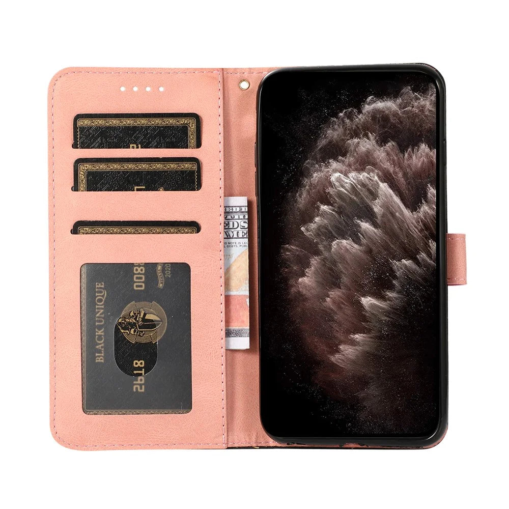 Anti-Drop Dual Color Anti-Scratch Wallet Design Leather Phone Case with Stand and Strap for Samsung Galaxy S20 Ultra - Black/Rose Gold - 4