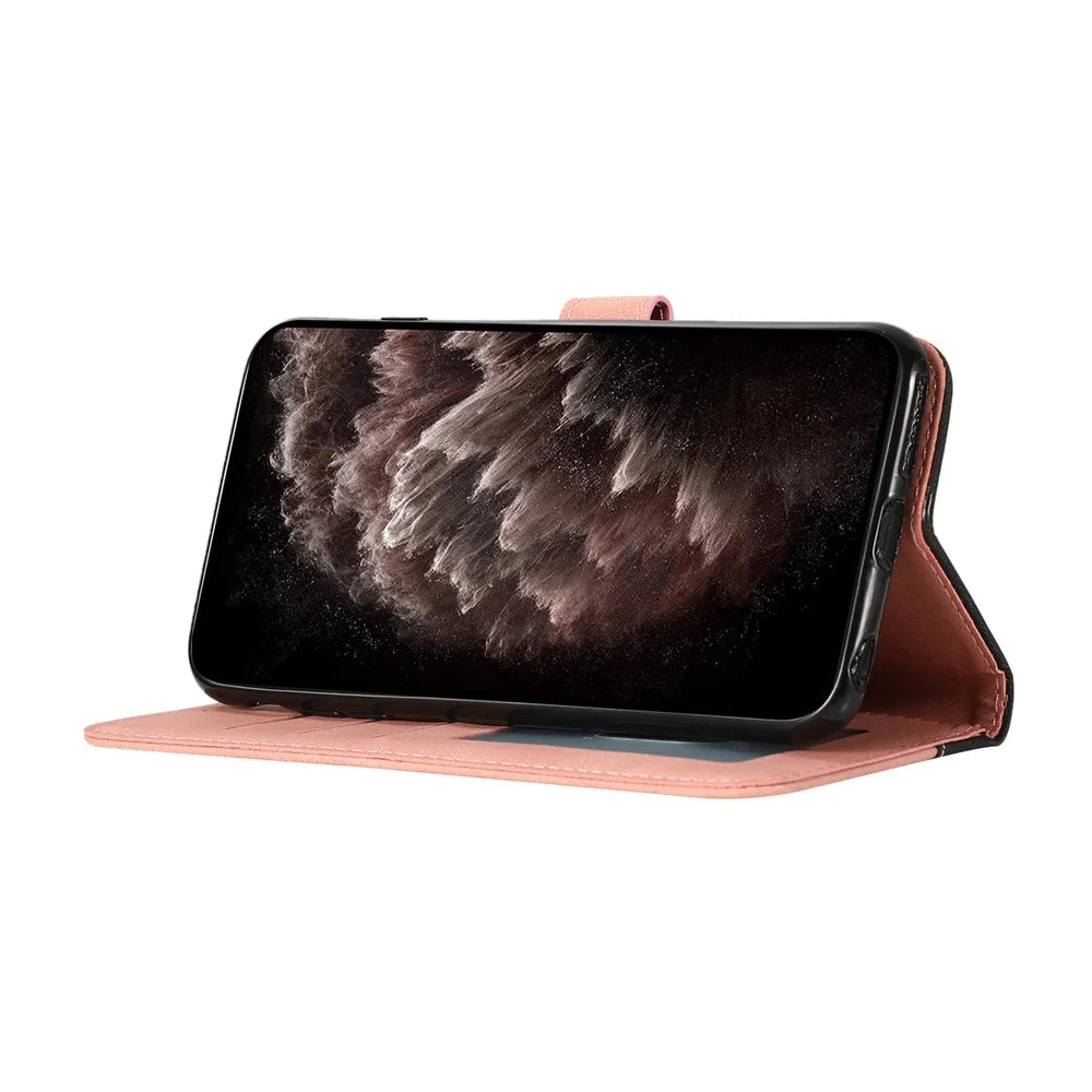 Anti-Drop Dual Color Anti-Scratch Wallet Design Leather Phone Case with Stand and Strap for Samsung Galaxy S20 Ultra - Black/Rose Gold - 5