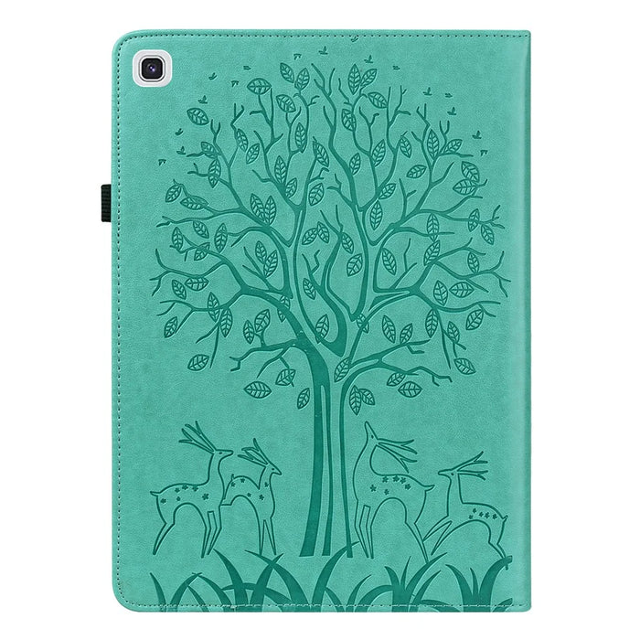 Card Slots Stand Design Tablet Protective Cover Case with Imprinted Tree and Deer Pattern for Samsung Galaxy Tab A7 10.4 (2022) / (2020) - Green - 2