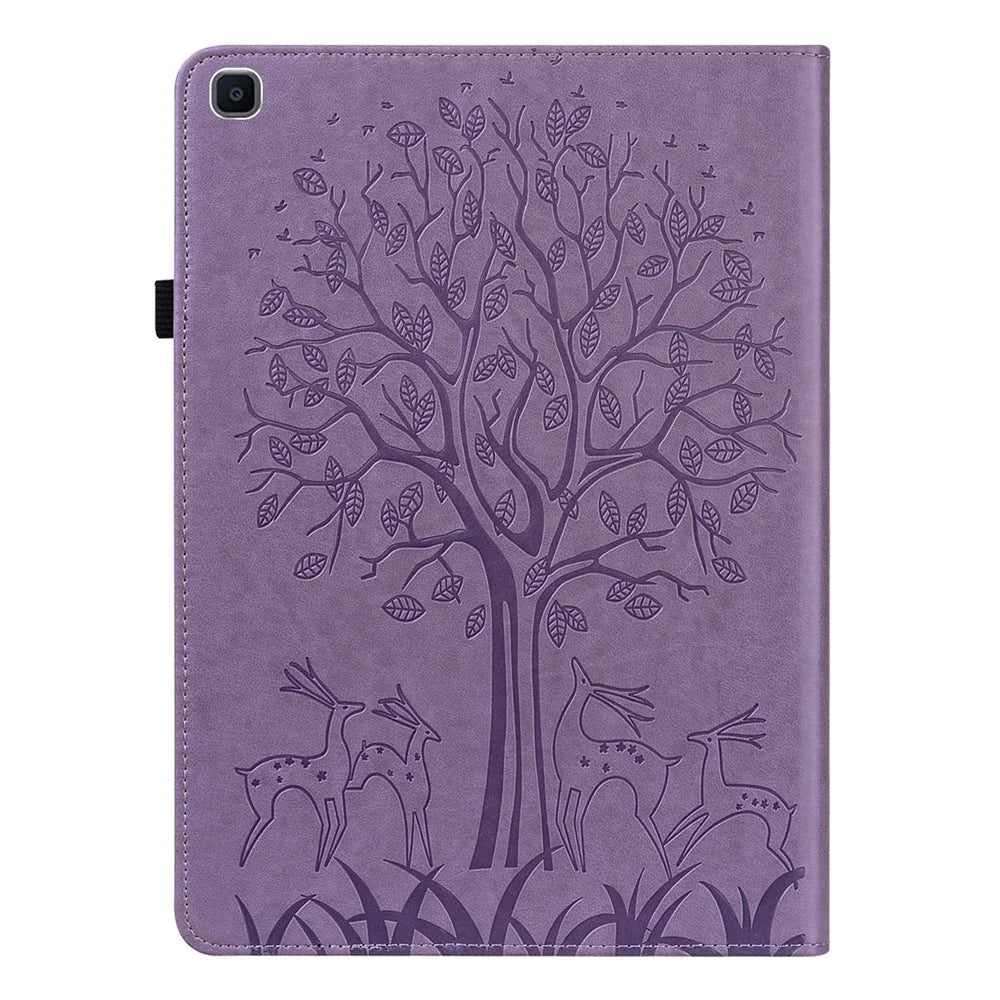 Tree and Deer Imprinted Leather Case Protector with Card Slots and Stand for Samsung Galaxy Tab A 8.0 Wi-Fi (2019) SM-T290 - Purple - 2