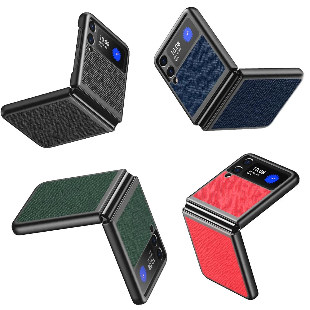 Cross Texture Hard PC Phone Back Case Protector for Samsung Galaxy Z Flip3 5G - Green - 5