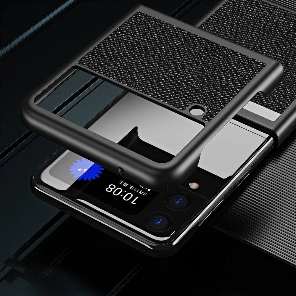 Cross Texture Hard PC Phone Back Case Protector for Samsung Galaxy Z Flip3 5G - Green - 6