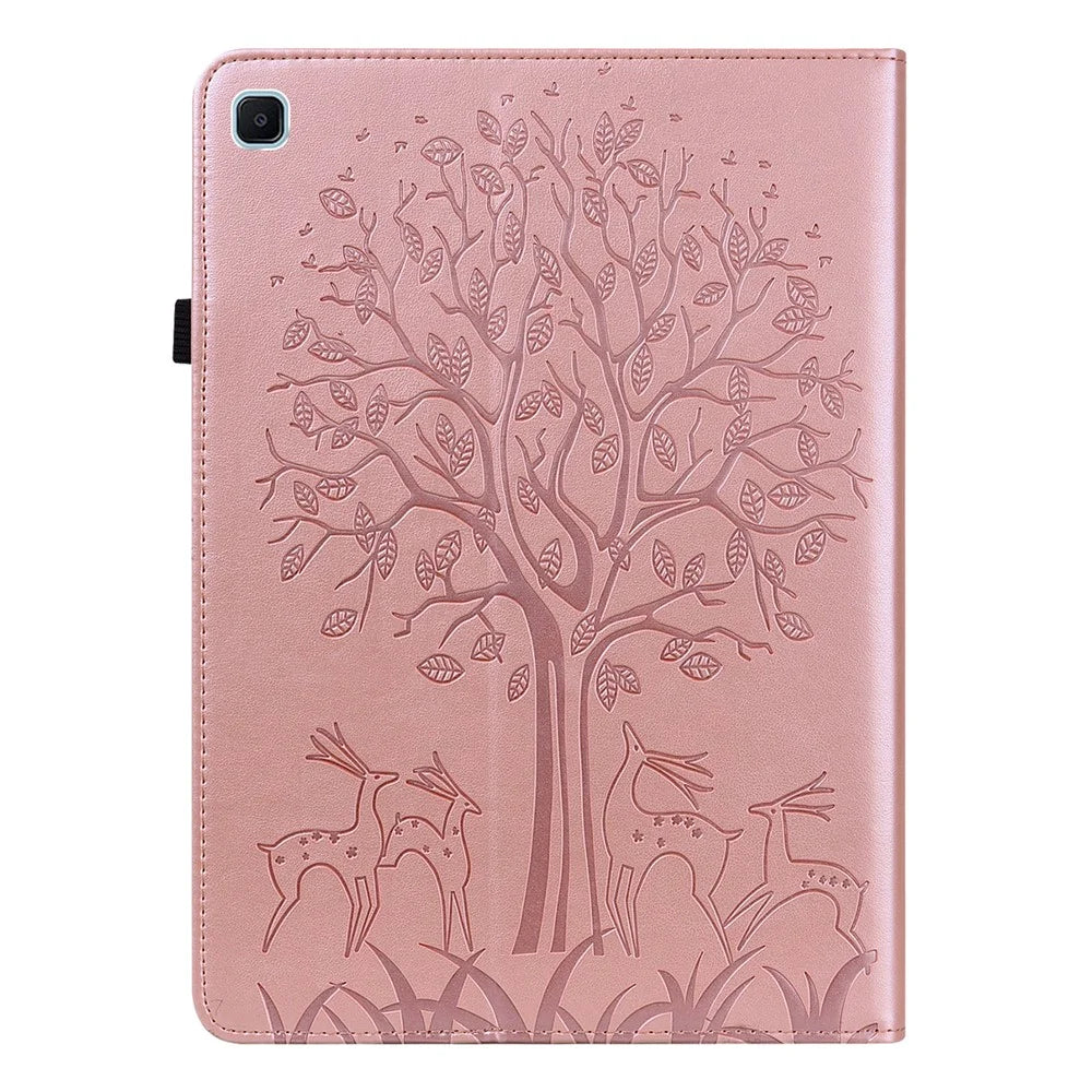 Tree and Deer Pattern Imprinting Leather Stand Tablet Cover for Samsung Galaxy Tab S6 Lite (2020) / (2022) / (2024) - Rose Gold - 2