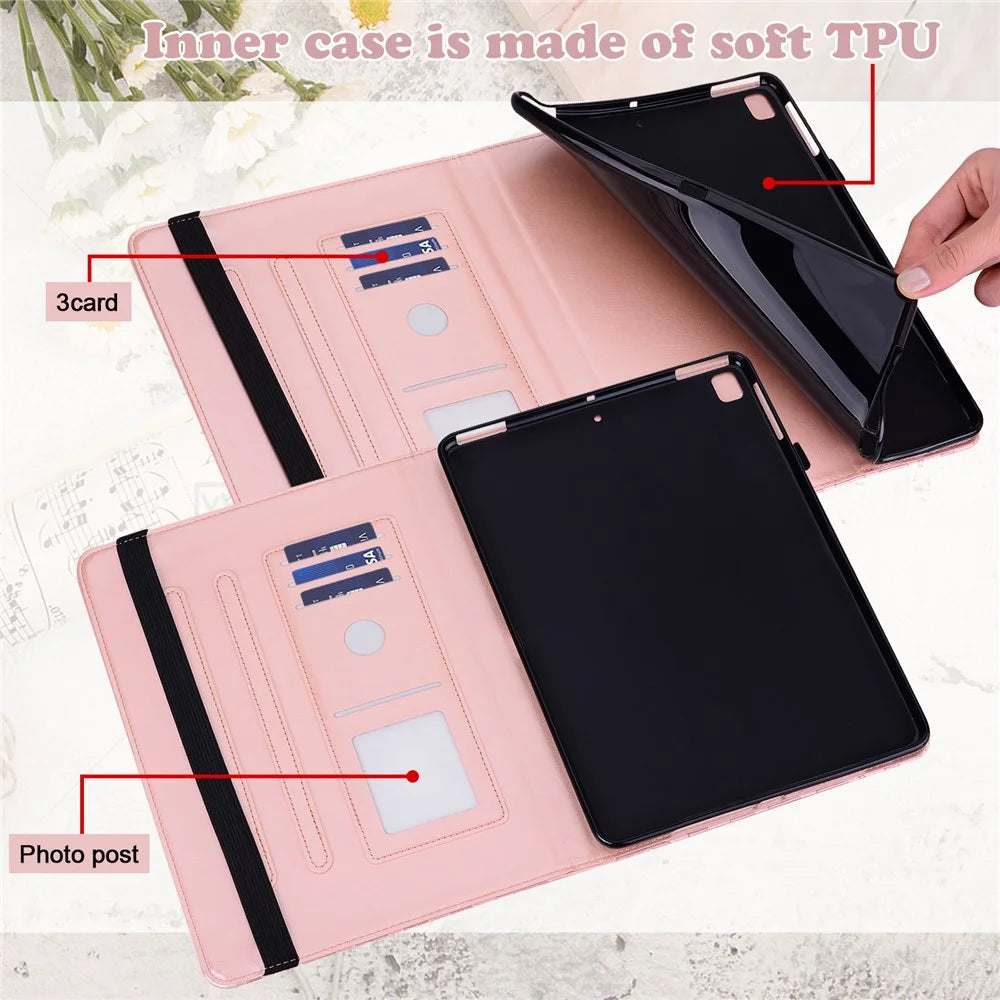 Tree and Deer Pattern Imprinting Leather Stand Tablet Cover for Samsung Galaxy Tab S6 Lite (2020) / (2022) / (2024) - Rose Gold - 4