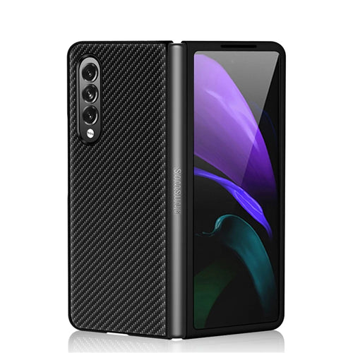 Carbon Fiber Design Slim Thin Shockproof Full Protection PC Phone Case for Samsung Galaxy Z Fold3 5G - Carbon Black - 1