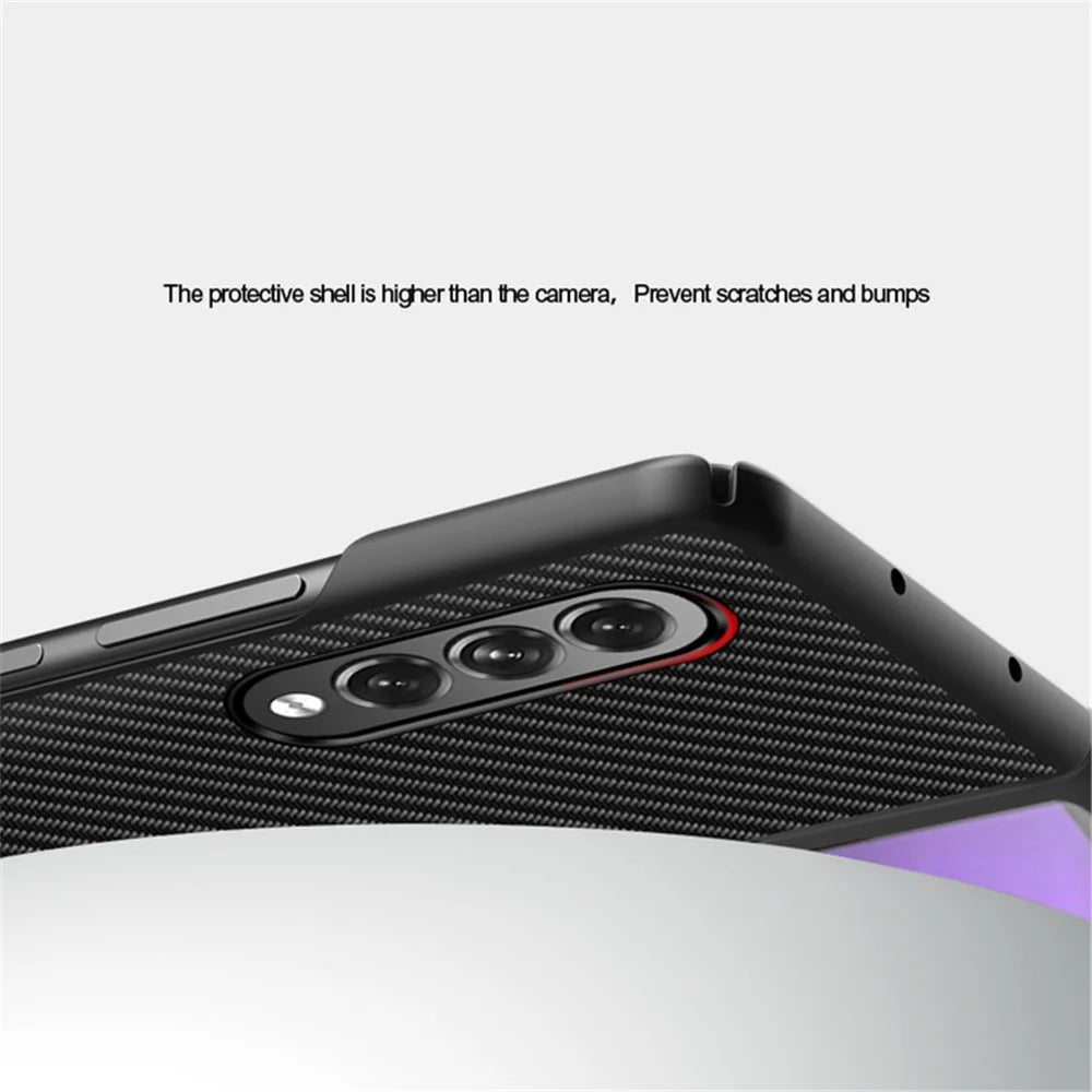 Carbon Fiber Design Slim Thin Shockproof Full Protection PC Phone Case for Samsung Galaxy Z Fold3 5G - Carbon Black - 6