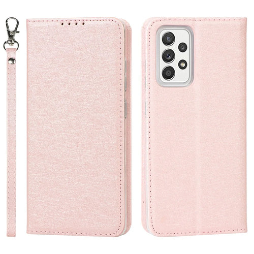 Full Protection Silk Texture Leather Wallet Phone Case for Samsung Galaxy A52 5G / A52s 5G / A52 4G - Rose Gold - 1