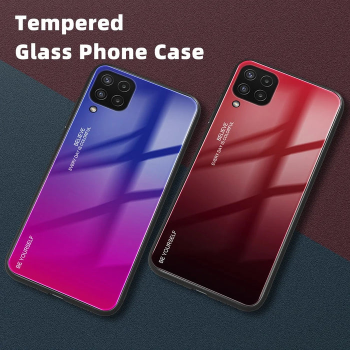 Gradient Color Anti Scratch Glass + TPU Phone Case Cover for Samsung Galaxy M32 (Global Version) - Pink/Purple - 7