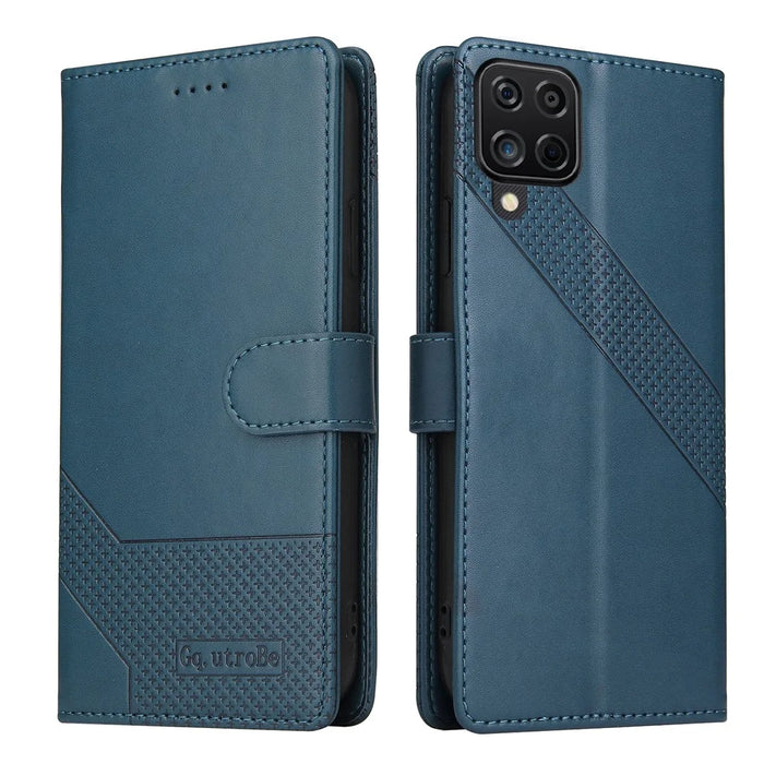 GQ.UTROBE 009 Series Phone Cover Case Wallet With Supporting Stand Multi-function Design for Samsung Galaxy A12 - Blue - 1